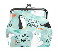 Colorful Doodle Polar Animals Buckle Coin Purse
