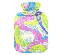 Colorful Doodle Waves hot-Water Bottle with Soft Cover, 2L Warm Compress for (Scenario), (Scenario), (Scenario)