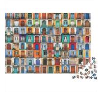 Colorful Doors Collage 100% Recycled Cardboard Door Wall Collage 1000 Piece Puzzle for Adults The Impossible Challenge 70x50cm/1000pcs