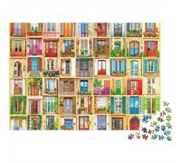 Colorful Doors Collage 1000 Pieces Eco-Friendly Paper Jigsaw Puzzle Bundle for Senior Enthusiasts, Stress Relief Puzzle, Travel Activity, Popular 70x50cm/1000pcs
