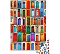Colorful-Doors Jigsaw Puzzles 1000 Piece Recycled Paper Urban-ArchitecturePuzzle for Adults Jigsaw Puzzle Educational Game Challenge Family Game Birthday Gifts 52x38cm/1000pcs