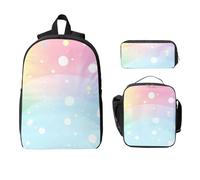 Colorful Dot Backpack Set for Girls Boys with Lunch Bag Pencil Case Rainbow 3 Pieces School Bags Insulated Lunchbox Gifts for Women Men