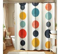 Colorful Dot Shower Curtain, Retro Multi-Colored Circle Pattern Shower Curtain for Bathroom Decor, Summer Modern Playful Waterproof Fabric Shower Curtain Set with Hooks 72x72 Inch