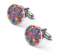 Colorful Dots And Circles Men's Alloy Cufflinks Classic Cuff Link Fashion Shirt Accessories for Business Party Wedding 2.0cm