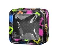 Colorful Dots Square Abstract Cute Makeup Case Bag Clear Skin Care Bag for Traveling