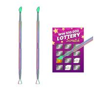 Colorful Double-End Metal Lottery Scratcher, Lotto Scratcher Label Scraper for Lottery Ticket, Scratch Off The Hard to Remove Pin Numbers on Present Cards and As a Secret Present, 2 PCS