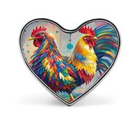 Colorful Double Head Chicken Lapel Pin Exquisite Fashion Brooches Personalized Buttons Badge Novelty Unique Button Pins Cute Heart Shaped Pins Metal Buttons for Backpack Hat Bag Jacket