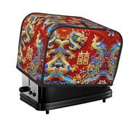 Colorful Dragon and Phoenix Toaster Cover 2 Slice, Waterproof Bread Machine Covers with Pockets Universal Size Kitchen Small Appliance Cover with Handle, Dust and Fingerprint Protection