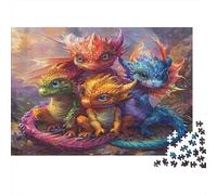 Colorful Dragon Babies 1000 Piece Jigsaw Puzzle Cute Legend Creatures Relaxing Stress Relief Recycled Cardboard for Adults & Kids 70x50cm/1000pcs