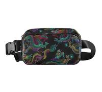 Colorful Dragon Black Fanny Packs for Women Hip Pack Belt Bag Waterproof Funky Waist Purse for Women, Colorful Dragon Black, 8 x 5.3 x 2.3 inch, Funny Cute, Colorful Dragon Black, 8 x 5.3 x 2.3 inch