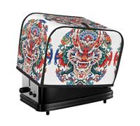 Colorful Dragon Head Toaster Cover 2 Slice, Waterproof Bread Machine Covers with Pockets Universal Size Kitchen Small Appliance Cover with Handle, Dust and Fingerprint Protection