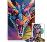 Colorful Dragon Head with Open Mouth Jigsaw Puzzles for Adults 1000 Brain Exercise Smooth Cut Home Activity (38x52cm)