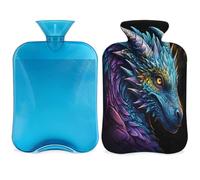 Colorful Dragon Hot Water Bottle with Cover, Chinese Dragon 2L Hot Water Bag for Pain Relief, Neck Soft and Shoulder, Hand Feet Warmer, Hot and Cold Compress for Adult Kids