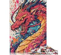 Colorful Dragon Illustration Wooden Puzzles Adults Jigsaw Puzzles 300 Pieces Adults Jigsaw Game Interesting Toys Personalized Puzzle Educational Toys 300pcs (40x28cm)