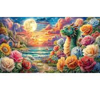 Colorful-dragon-over-ancient-temples 1000 Pieces Jigsaw Puzzle Recycled Paper Educational Game Challenge Fun Present & Activity for Home for Adults Kids 38x26/1000pcs