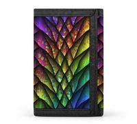 Colorful Dragon Scales Texture Reptile Animal Skin Trifold Wallet, Stylish Purse with Keychain, Credit Pass Case Card-Holder for Crash Bills Receipts Women Men 5 x 3.3 x 0.2 Inch