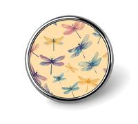 Colorful Dragonflies Pattern Round Badge Pin Metal Memorial Brooch Button Lapel Pins for Backpack Wedding