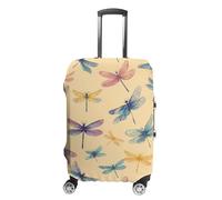 Colorful Dragonflies Pattern Suitcase Cover Elastic Luggage Protector Fit 19 to 32 Inch Stylish Baggage Covers Travel Accessories
