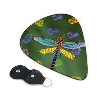 Colorful Dragonfly 6 Pack Guitar Picks With Holder, Personalized Guitar Plectrums Non-Slip Portable Ukulele Bass Picks 0.96mm For Acoustic Guitar Lovers Gifts