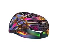Colorful Dragonfly Art Sports Headbands for Men Women Moisture Wicking Workout Sweatbands Elastic Non Slip Sweat Bands Fashion Wide Hair Bands for Running Fitness Yoga Cycling