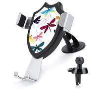 Colorful Dragonfly Car Phone Mount Universal Auto Phone Holder Adjustable Cellphone Car Mount 360° Rotation, Dashboard & Windshield & Air Vent Strong Suction Cup Phone Stand Compatible with All Smartp