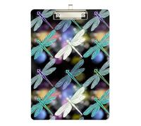 Colorful Dragonfly Clipboard Decorative Clipboard Wordpad Clipboards Standard Size, A4 Letter Size 12.5 x 9 Inches Silver Clip