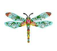 Colorful Dragonfly Decor Metal Wall Art Sculpture Fence Ornament with Rustproof Finish Hand Painted Iron Garden Wall Decor