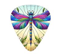 Colorful-Dragonfly-Floral 12 Pack Guitar Picks With 3 Thicknesses And Storage Box, Abs Plectrums For Electric Bass Guitar Players