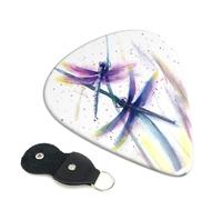 colorful dragonfly Guitar Picks, 6 Pcs Guitar Plectrums double-sided printing, suitable for acoustic, electric and bass guitars, including 0.46 mm 0.71 mm 0.96 mm