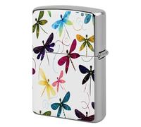 Colorful Dragonfly Lighter Case Pouch Double-Sided Metal Lighter Sleeve Scratch & Drop Resistant Lighters Protector Fits Standard Kerosene Lighters Pocket Protective Cover for Camping Party