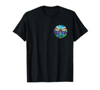 Colorful Dragonfly Mosaic Circle, Back and Pocket T-Shirt