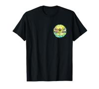 Colorful Dragonfly Mosaic Circle, Back and Pocket T-Shirt