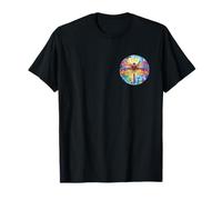Colorful Dragonfly Mosaic Circle, Back and Pocket T-Shirt