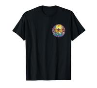 Colorful Dragonfly Mosaic Circle, Back and Pocket T-Shirt