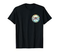 Colorful Dragonfly Mosaic Circle, Back and Pocket T-Shirt