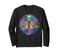 Colorful Dragonfly Mosaic Circle, Radiance Rainbow Long Sleeve T-Shirt