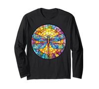 Colorful Dragonfly Mosaic Circle, Radiance Rainbow Long Sleeve T-Shirt