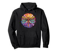 Colorful Dragonfly Mosaic Circle, Radiance Rainbow Pullover Hoodie
