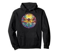 Colorful Dragonfly Mosaic Circle, Radiance Rainbow Pullover Hoodie