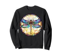 Colorful Dragonfly Mosaic Circle, Radiance Rainbow Sweatshirt