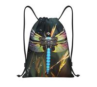 Colorful Dragonfly Painting Men Women Drawstring Bag Adjustable Drawstring Backpack Large String Backpack For Hiking Holidays Swim