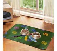 Colorful Dragonfly Pet Feeding Mat 40x60cm, Absorbent Dog Mat for Food and Water Bowl, PU Leather Cat Food Mat Waterproof Dog Bowl Mats Quick Dry Pet Placemats-No Stains