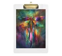 Colorful Dragonfly Print Clipboard Acrylic Portable Clipboards Hardboard Clipboard Standard Size with Low Profile Metal Clip for Students, Women, Man 12.5 x 9 Inches