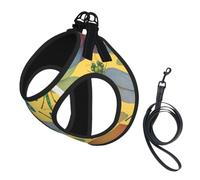 Colorful Dragonfly Print Dog Harness Leash Set Reflective Pet Harness Puppy Vest Suitable Dogs Cats Small Breeds