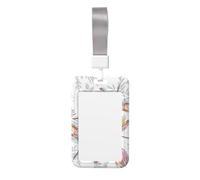 Colorful Dragonfly Print Id Badge Holder Sliding Card Holder Vertical Card Protector Cover Case Teacher Lanyard for Office Women Men