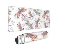 Colorful Dragonfly Print Large Mouse Pad Non-Slip Desk Pad Protector Computer Keyboard Pad for Office Home 80 * 30 cm