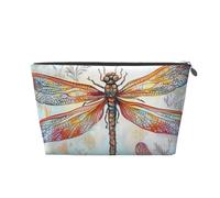 Colorful Dragonfly Prints PVC Leather Travel Toiletry Bag with Silver Zippers, Waterproof Cosmetic Organiser for Makeup, Toiletries & Essentials