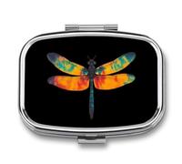 Colorful Dragonfly Small Pill Organizer with 2 Compartments