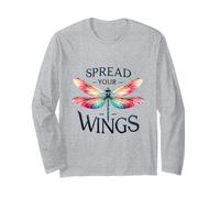 Colorful Dragonfly Spread Your Wings Inspirational Design Long Sleeve T-Shirt
