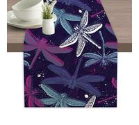 Colorful Dragonfly Table Runners 70 inches Long Table Runner Elegant Linen Dresser Scarfs Farmhouse Tablerunner for Wedding/Coffee/Dining Table/Party Home Decor